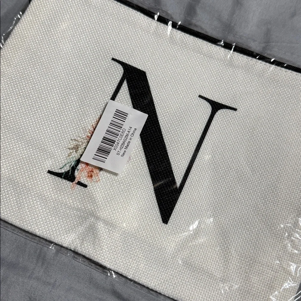 New N initial cosmetic pouch
